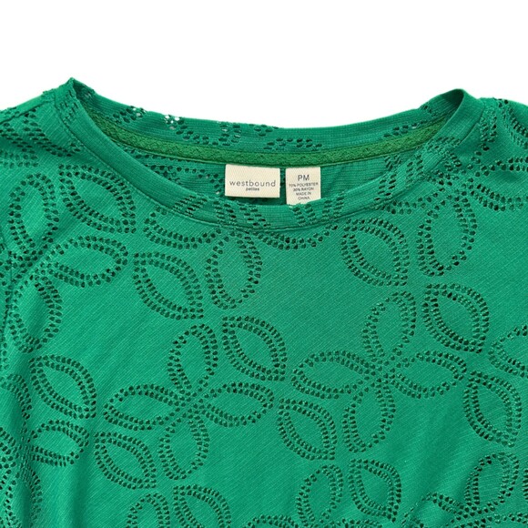 Westbound Short Sleeve Floral Green Lace Style Blouse Women’s Sz MP - Picture 7 of 10